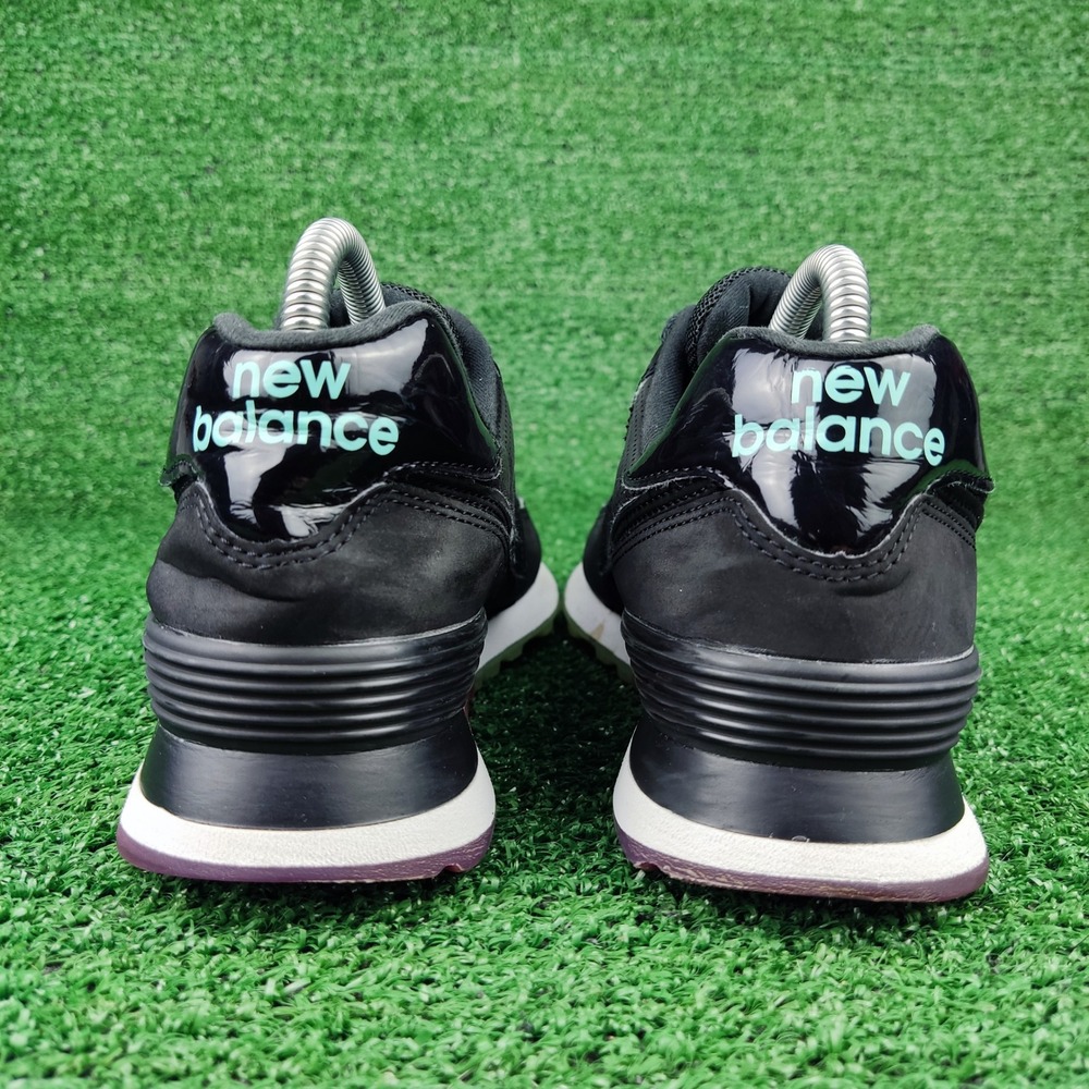 New Balance Sneakers Men 8.5 Black 574 Low Top Perforated Gradient Sole Shoes - Picture 4 of 7